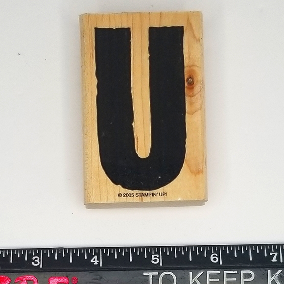 Stampin' Up "All About U" Chunky Rugged 'U' Wooden Rubber Stamp - Picture 2 of 3